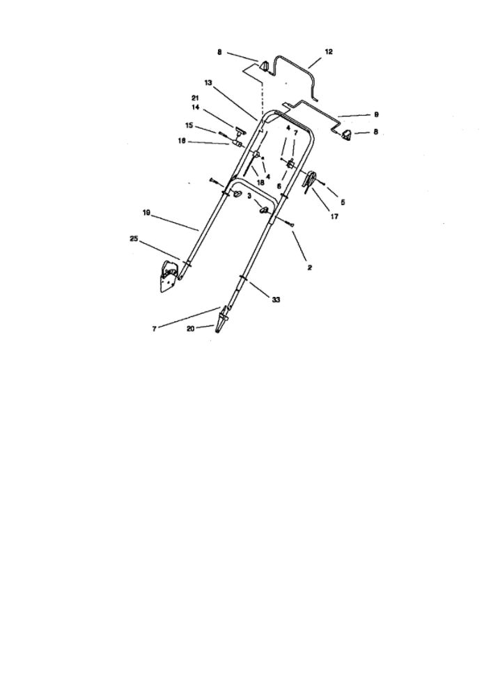 Handle Assembly Diagram and Parts List for 10331 8900001 AND UP Lawn Boy Lawn Mower
